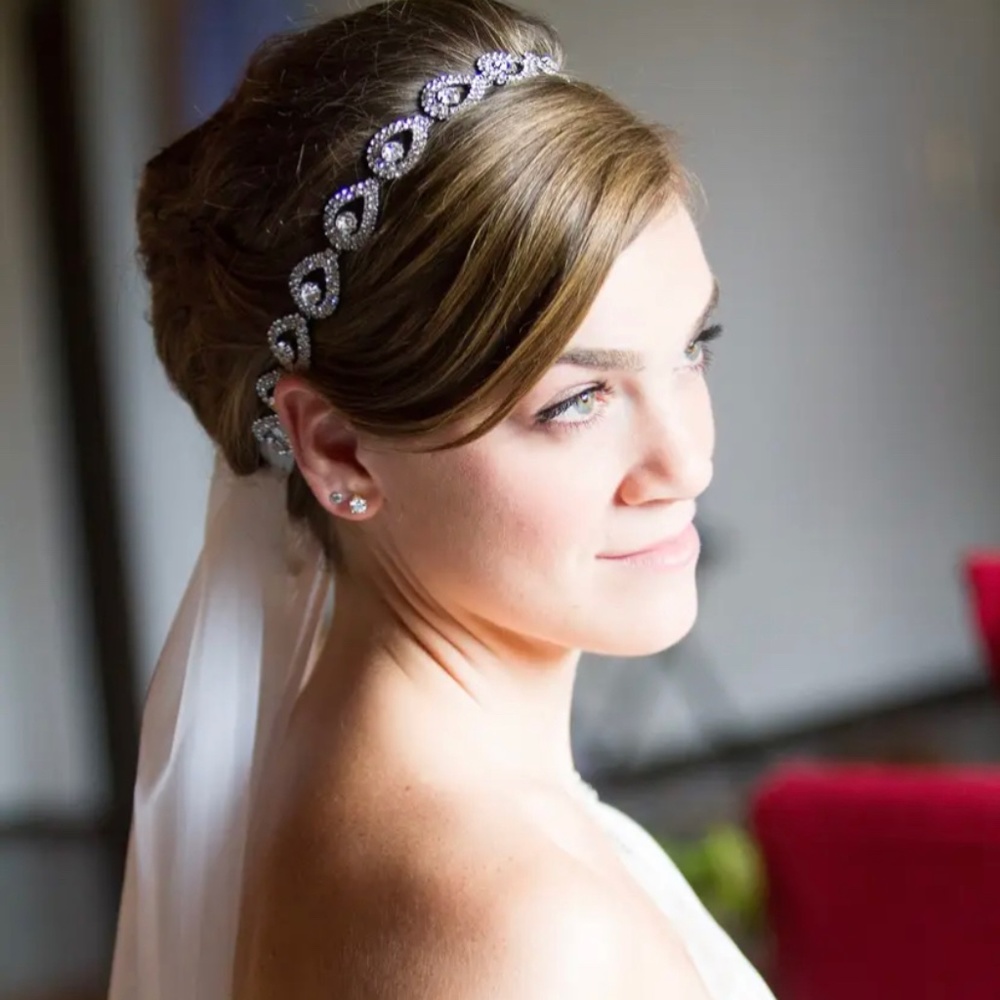 Cordelia Vintage glamour crystal rhinestone and silk headpiece or sash